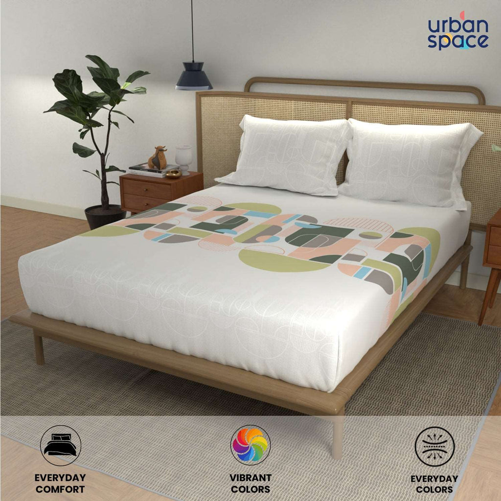 Divine Collection - Cotton Bedsheet With 2 Pillow Covers, Binary Green
