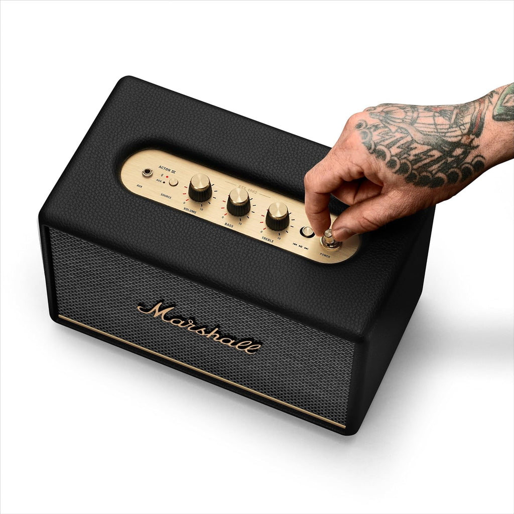 Marshall Acton III Wired Connectivity Stereo Home Speakers with Bluetooth 5.2 & RCA or 3.5mm Input – Black