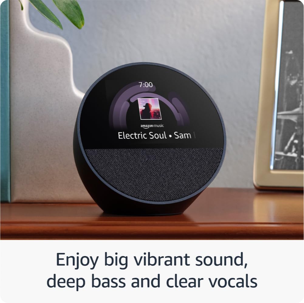 Amazon Echo Spot (latest model), Smart alarm clock with vibrant sound, Alexa and Bluetooth | Blue