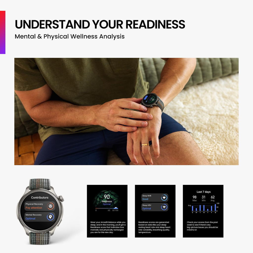 Amazfit Balance 46mm AMOLED Smart Watch, Body Composition, 14 Days Battery, Dual-Band GPS, BT Calling, VO2 Max, Aluminium Alloy Frame, Temperature Sensor, Train Smarter with AI Zepp Coach(Sunset Grey)