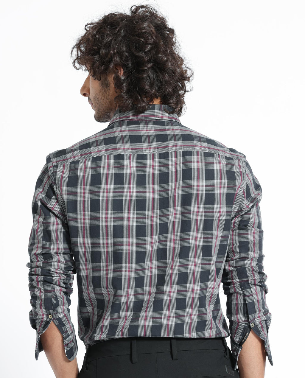 Rare Rabbit Men's Bale Black Cotton Checked Print Regular Fit Full Sleeve Collared Shirt