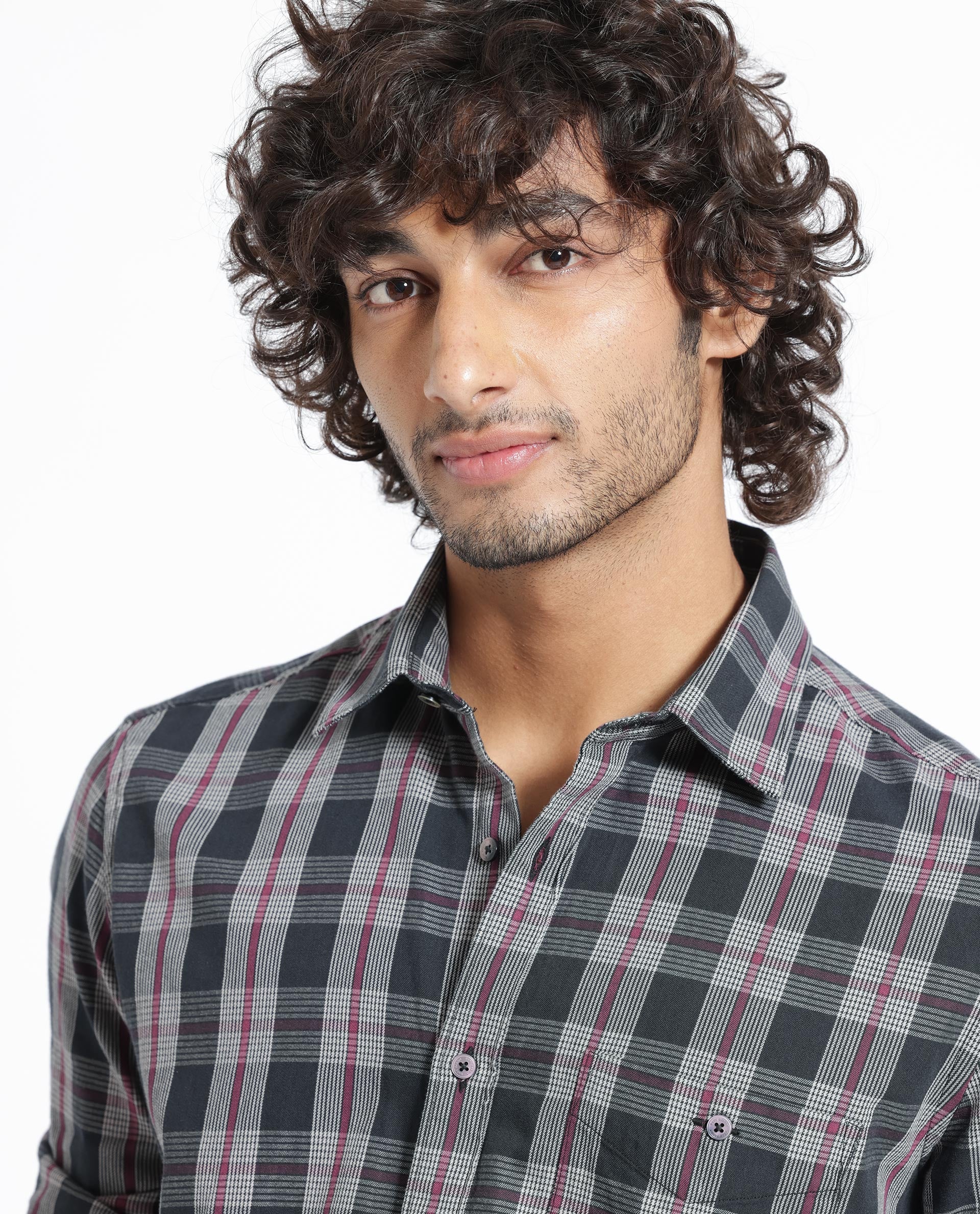 Rare Rabbit Men's Bale Black Cotton Checked Print Regular Fit Full Sleeve Collared Shirt