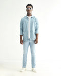 Rare Rabbit Men's Baltoy Blue Cotton Plain Hawk Slim Fit Jeans