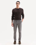 Rare Rabbit Men's Bandon Grey Cotton Blend Checked Print Regular Fit Trouser