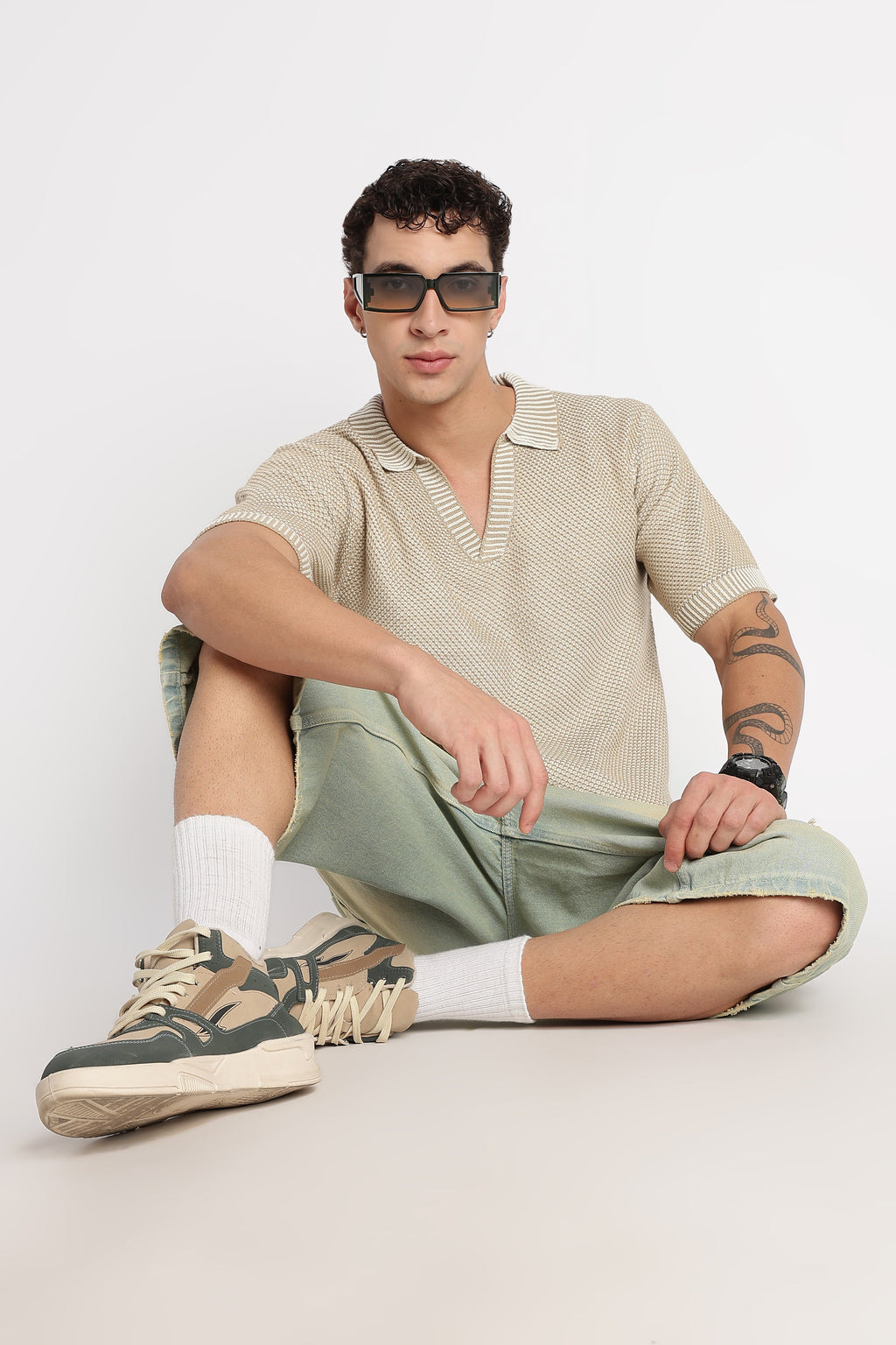 Men Modern Loose Fit with Ribbed Finish T-Shirt