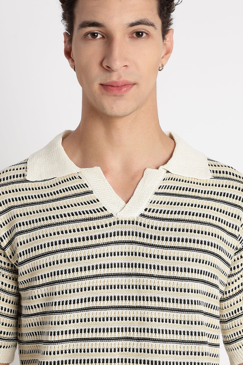 Men Stylish Striped Knit T-Shirt