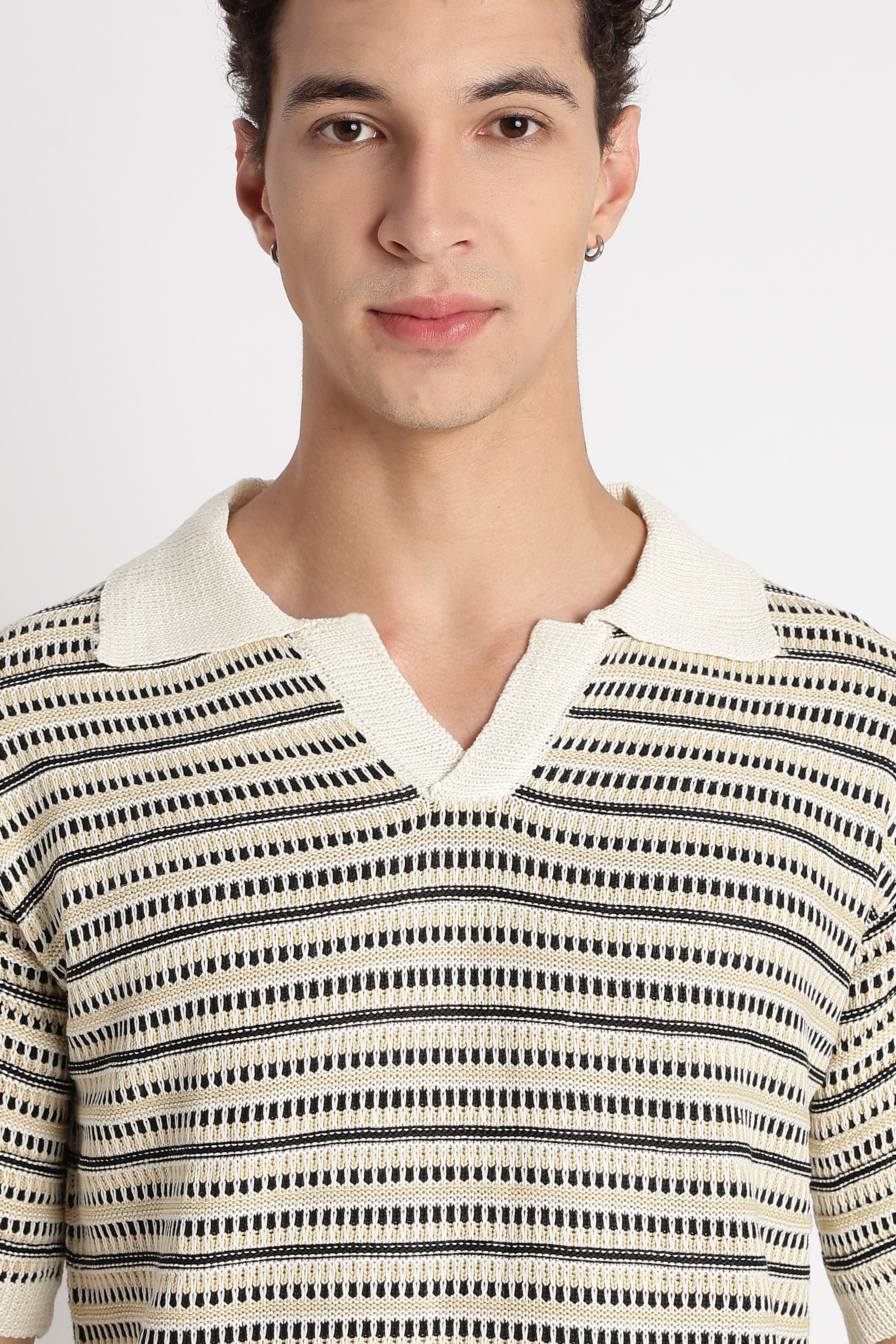 Men Stylish Striped Knit T-Shirt