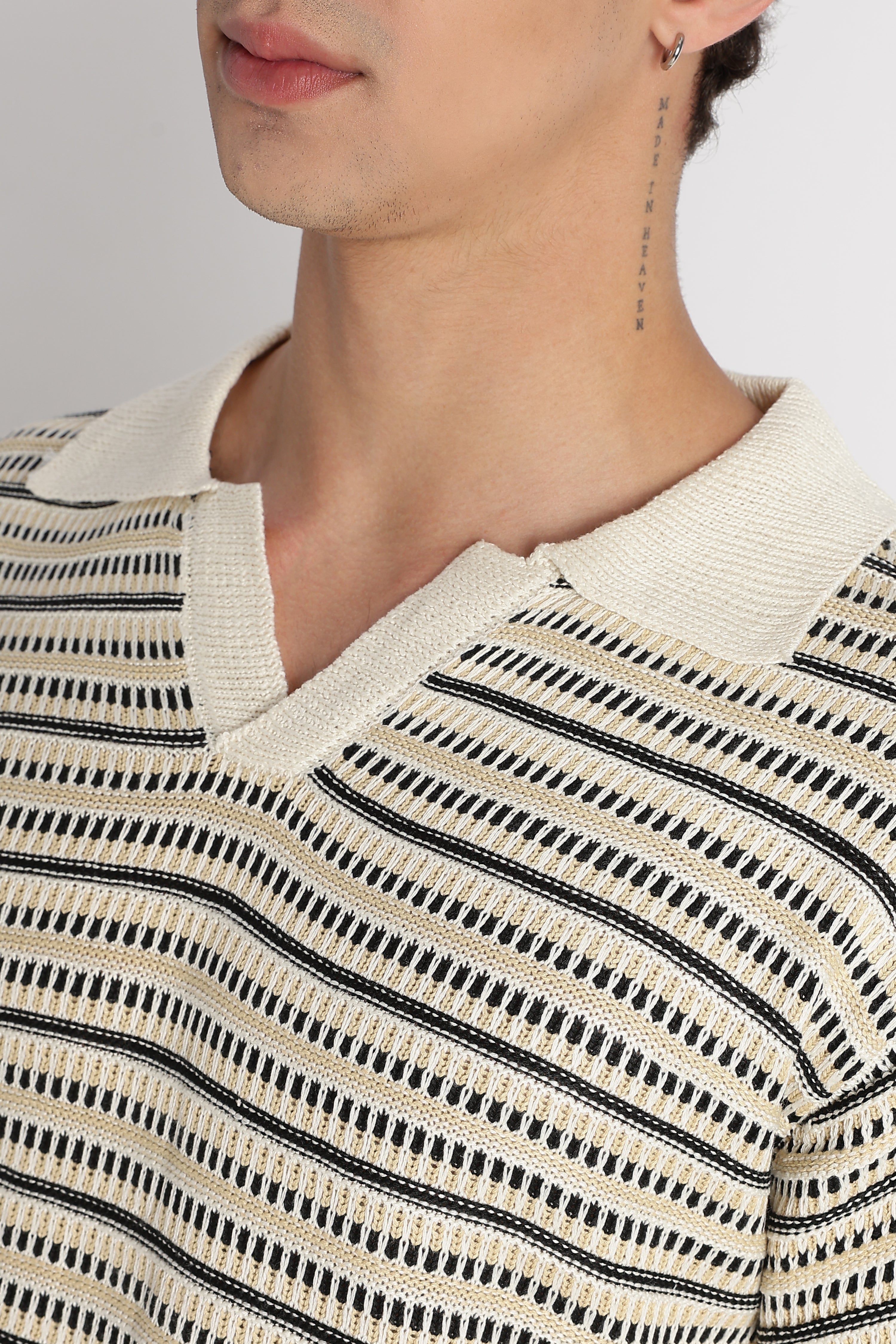 Men Stylish Striped Knit T-Shirt