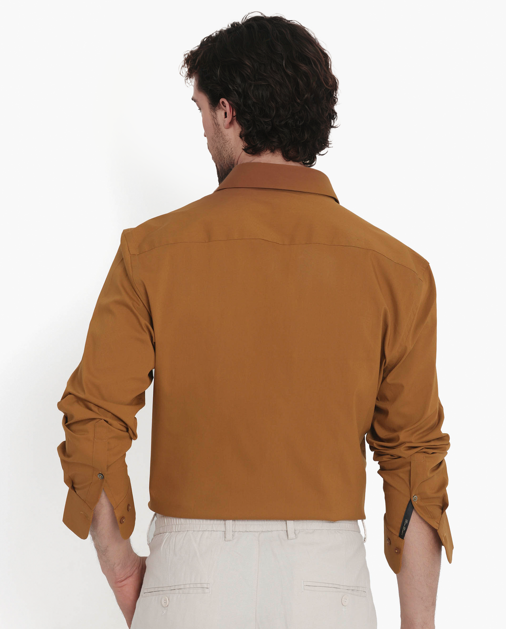 Rare Rabbit Men's Bendict Mustard Cotton Plain Regular Fit Full Sleeve Collared Shirt