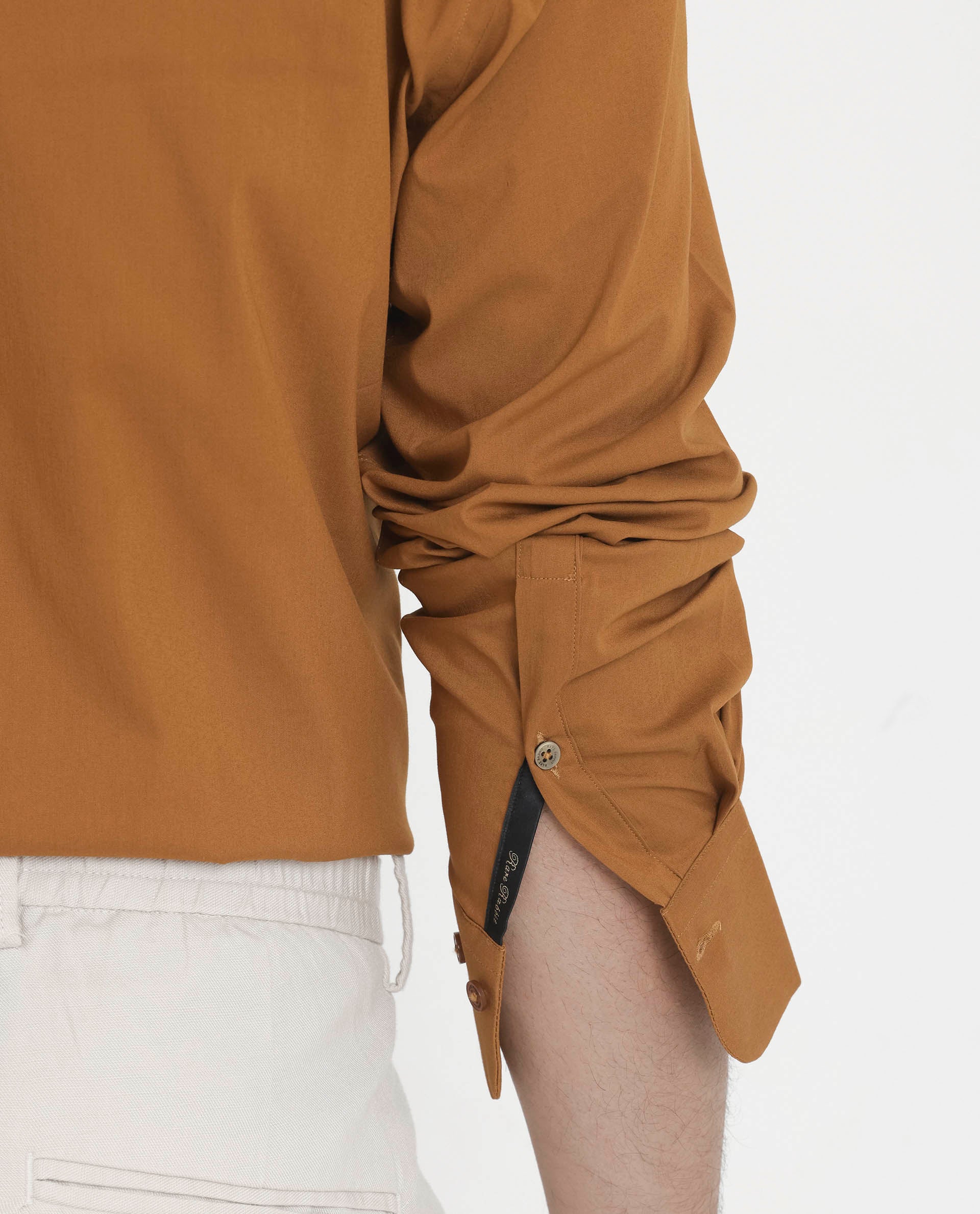 Rare Rabbit Men's Bendict Mustard Cotton Plain Regular Fit Full Sleeve Collared Shirt