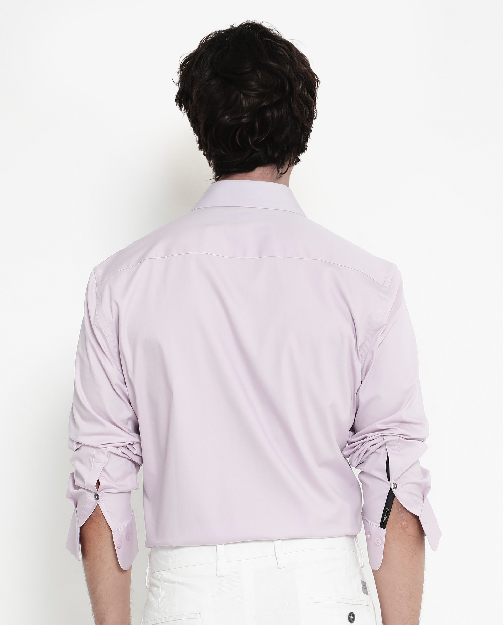 Rare Rabbit Men's Bendict Pastel Pink Cotton Plain Regular Fit Full Sleeve Collared Shirt
