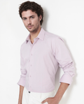 Rare Rabbit Men's Bendict Pastel Pink Cotton Plain Regular Fit Full Sleeve Collared Shirt