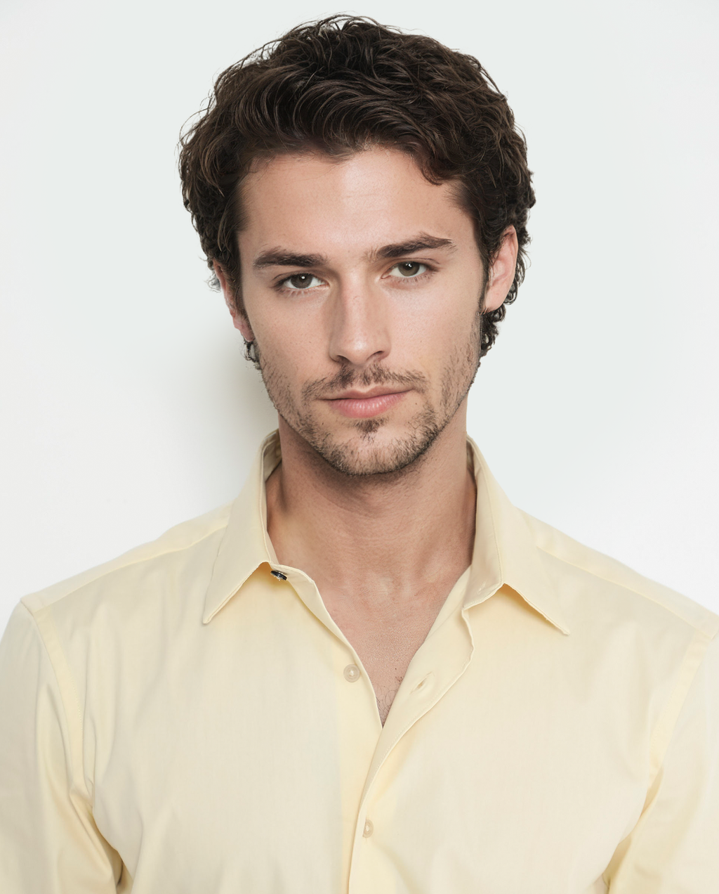 Rare Rabbit Men's Bendict Pastel Yellow Cotton Plain Regular Fit Full Sleeve Collared Shirt