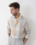 Rare Rabbit Men's Bene Multi Cotton Checked Print Regular Fit Full Sleeve Collared Shirt