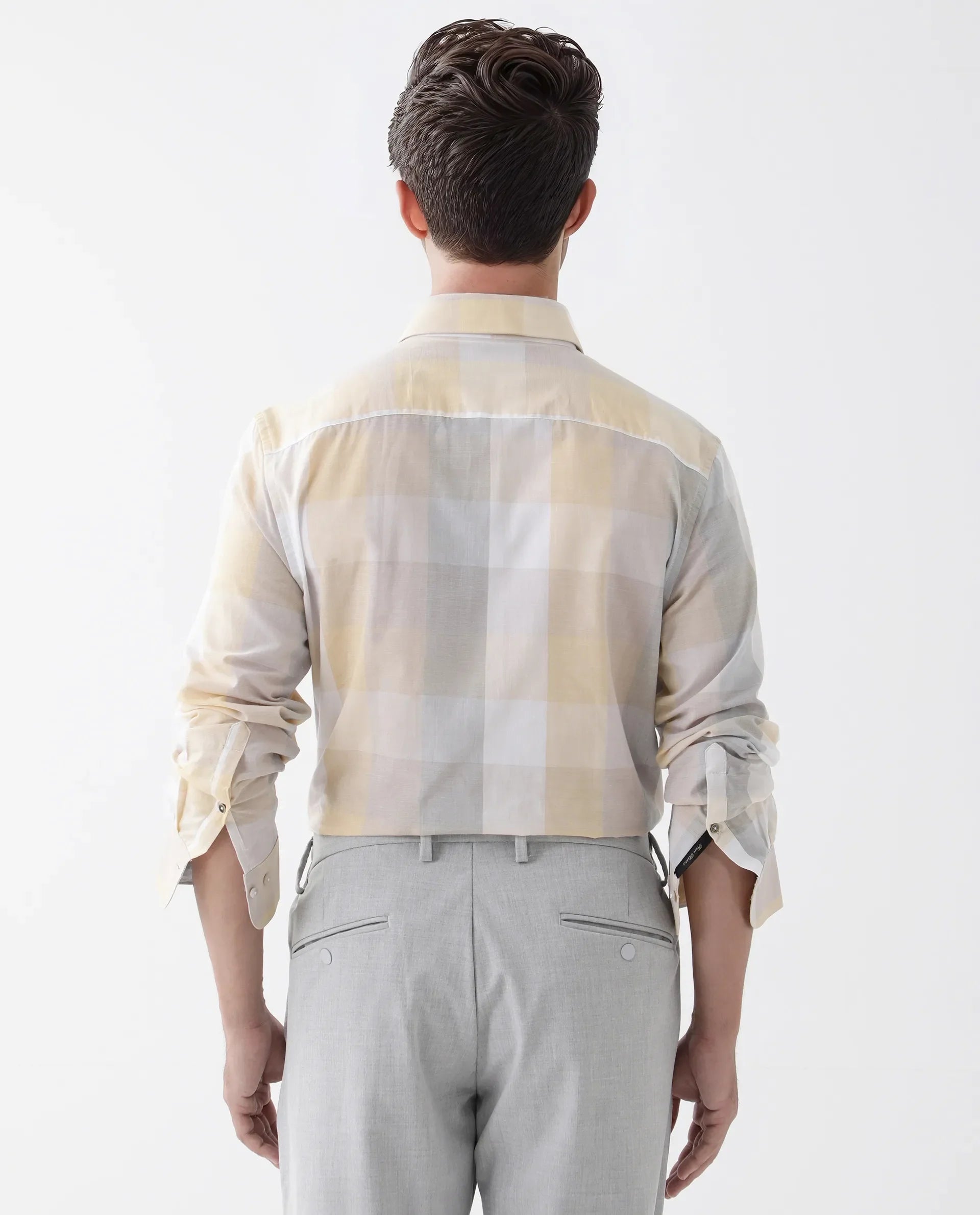 Rare Rabbit Men's Bene Multi Cotton Checked Print Regular Fit Full Sleeve Collared Shirt