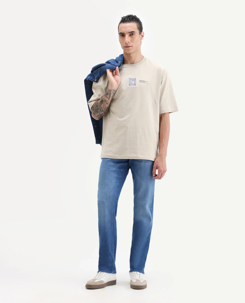 Rare Rabbit Men's Bluxx- 1 Blue Cotton Blend Fabric Morris Regular Plain Jeans