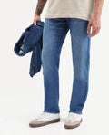 Rare Rabbit Men's Bluxx- 1 Blue Cotton Blend Fabric Morris Regular Plain Jeans