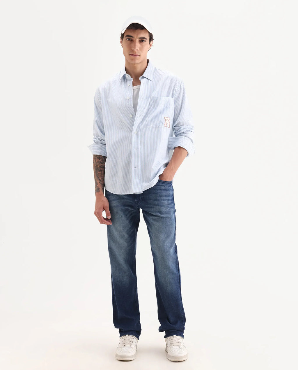 Rare Rabbit Men's Bluxx Dark Blue Cotton Blend Fabric Morris Regular Plain Jeans