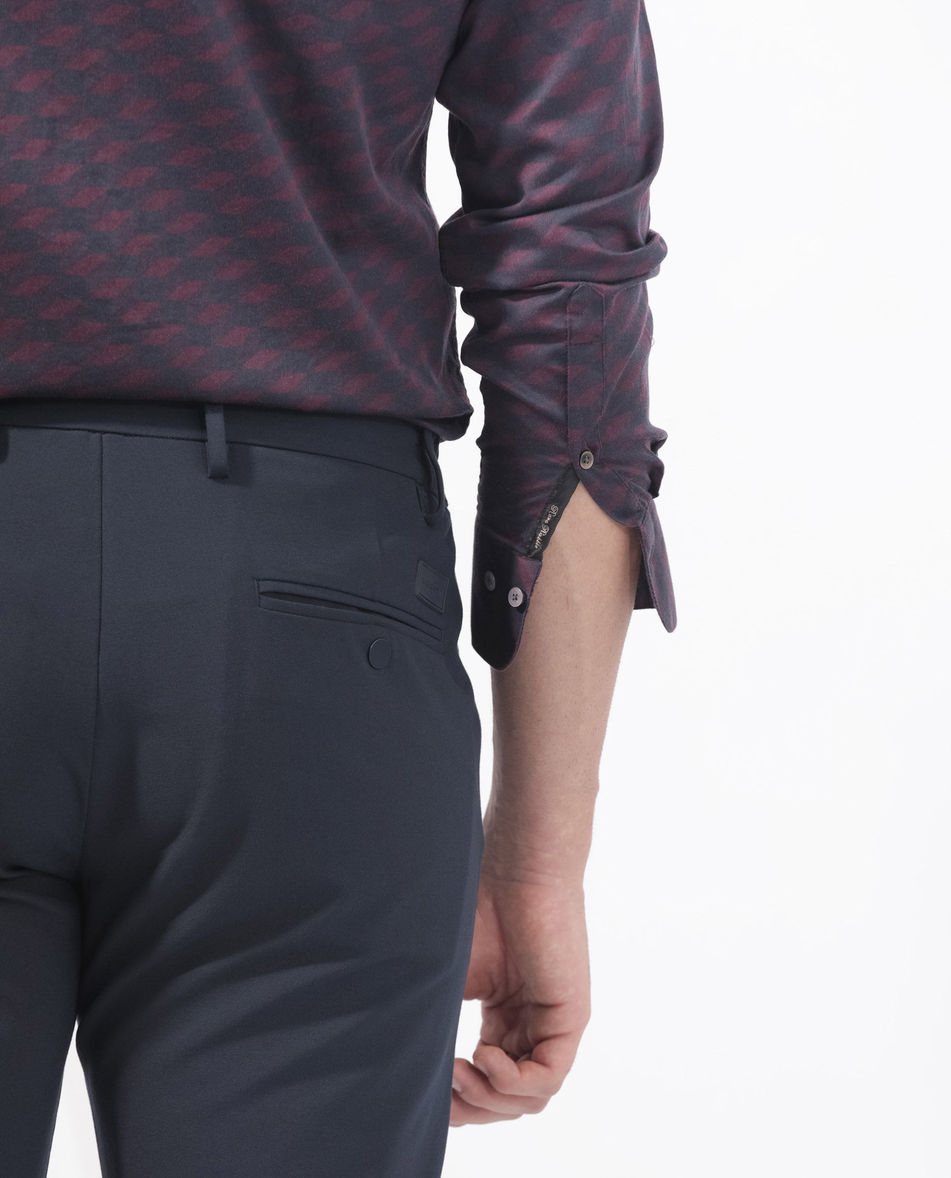Rare Rabbit Men's Botcheyy Maroon Cotton Geometric Print Regular Fit Full Sleeve Collared Shirt