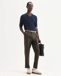 Rare Rabbit Men's Branter Olive Polyester Plain Relaxed Fit Trouser