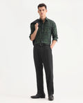 Rare Rabbit Men's Branter Black Polyester Plain Relaxed Fit Trouser
