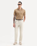 Rare Rabbit Men's Branter Off White Polyester Plain Relaxed Fit Trouser