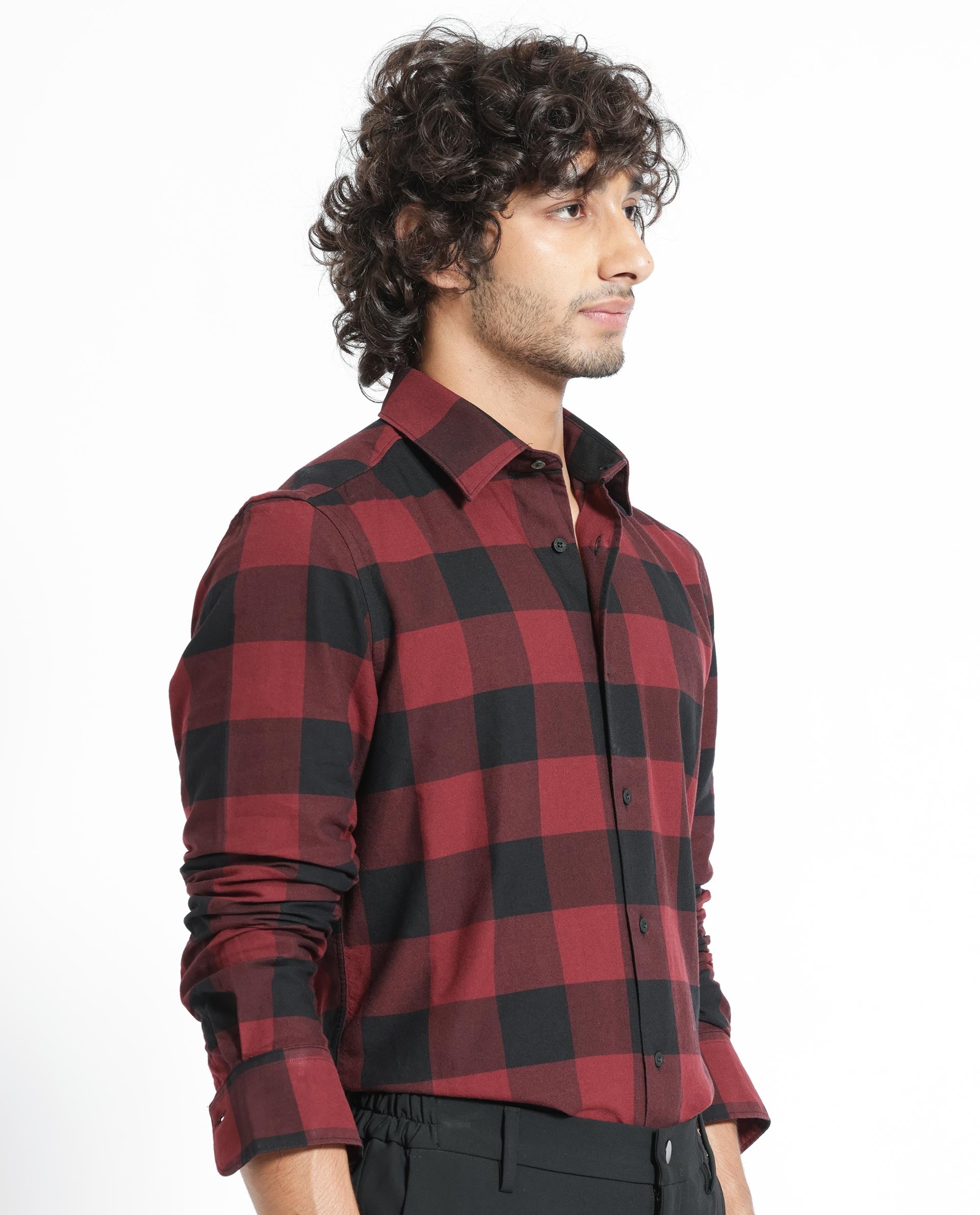 Rare Rabbit Men's Byre Multi Cotton Checked Print Regular Fit Full Sleeve Collared Shirt