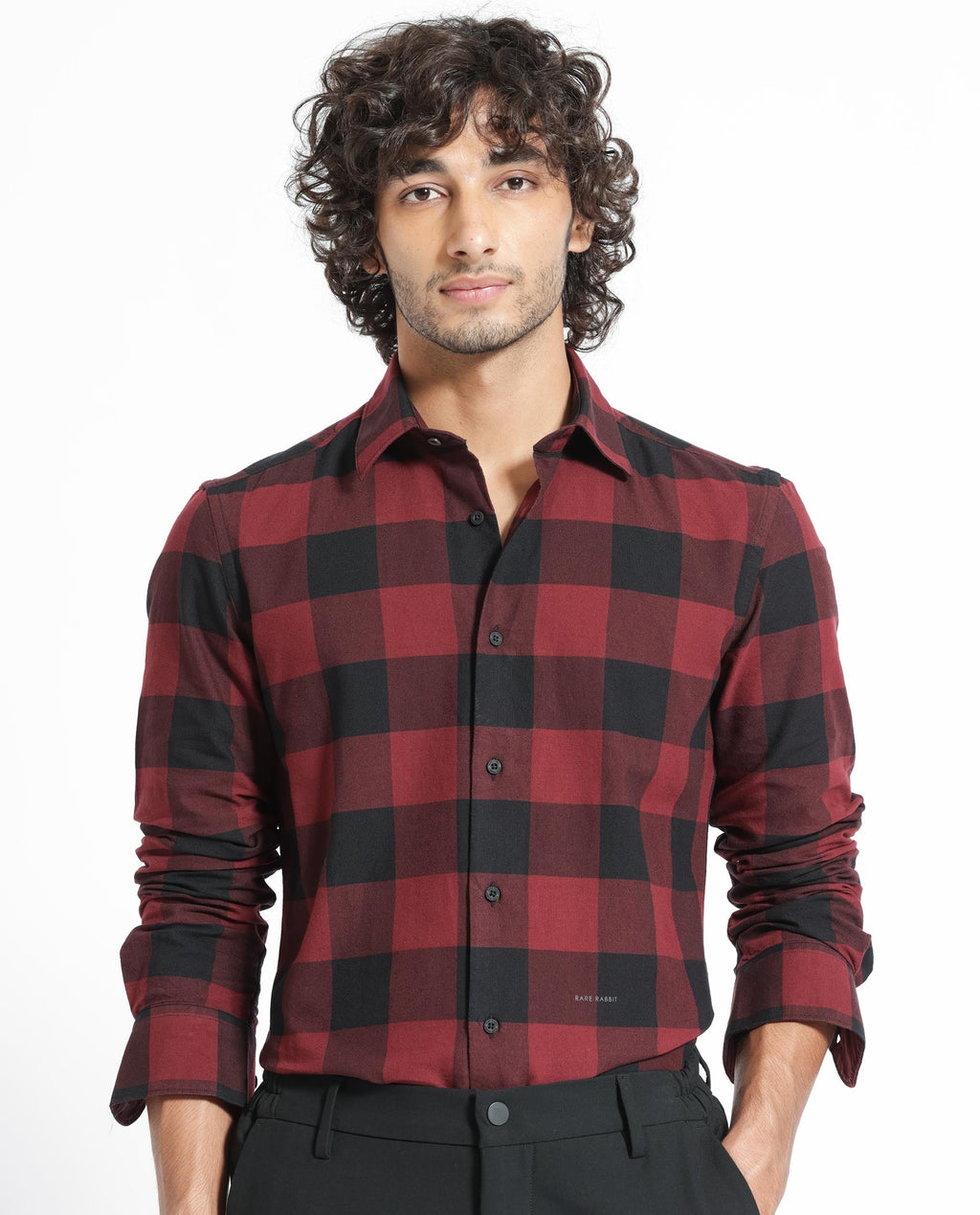 Rare Rabbit Men's Byre Multi Cotton Checked Print Regular Fit Full Sleeve Collared Shirt