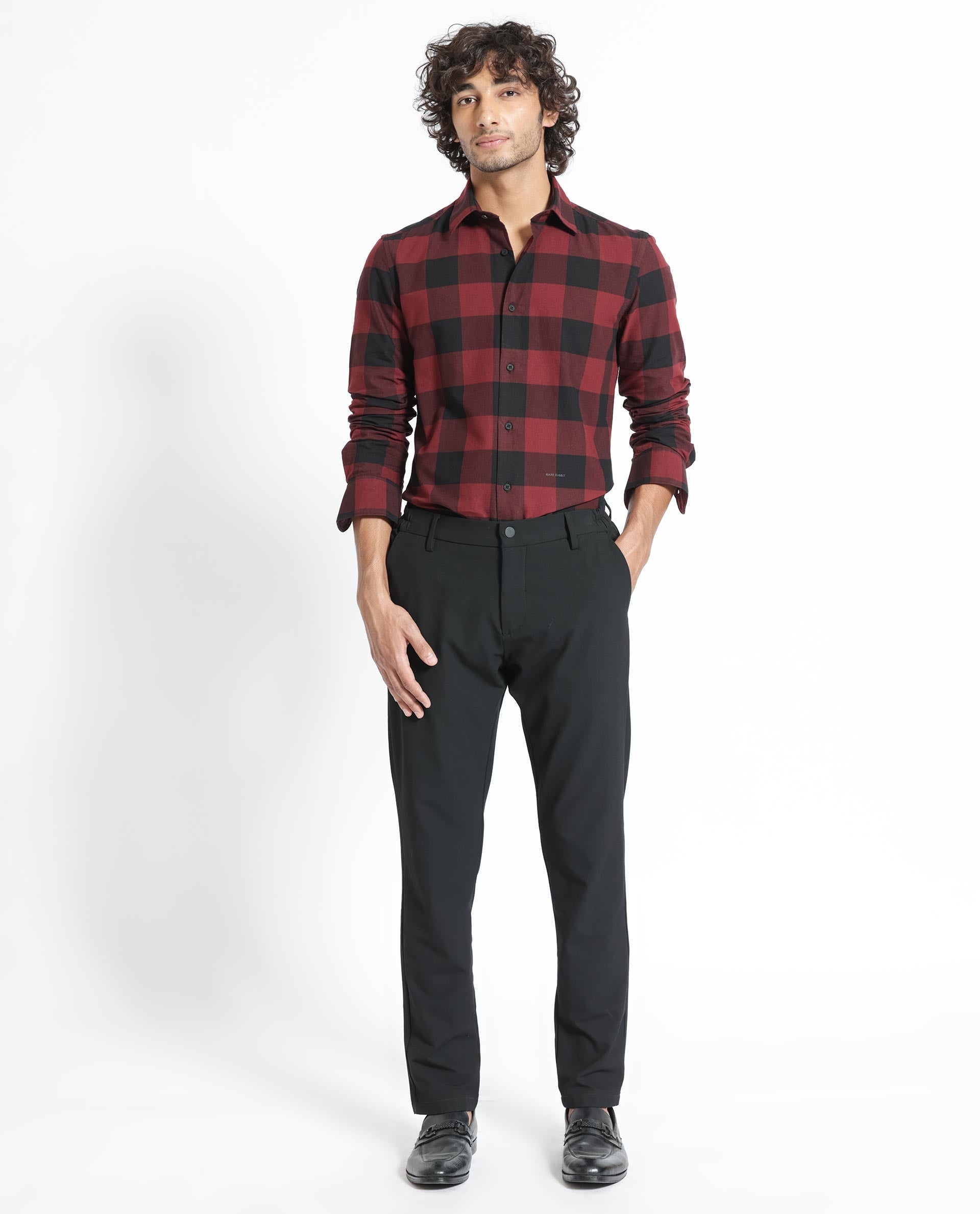 Rare Rabbit Men's Byre Multi Cotton Checked Print Regular Fit Full Sleeve Collared Shirt