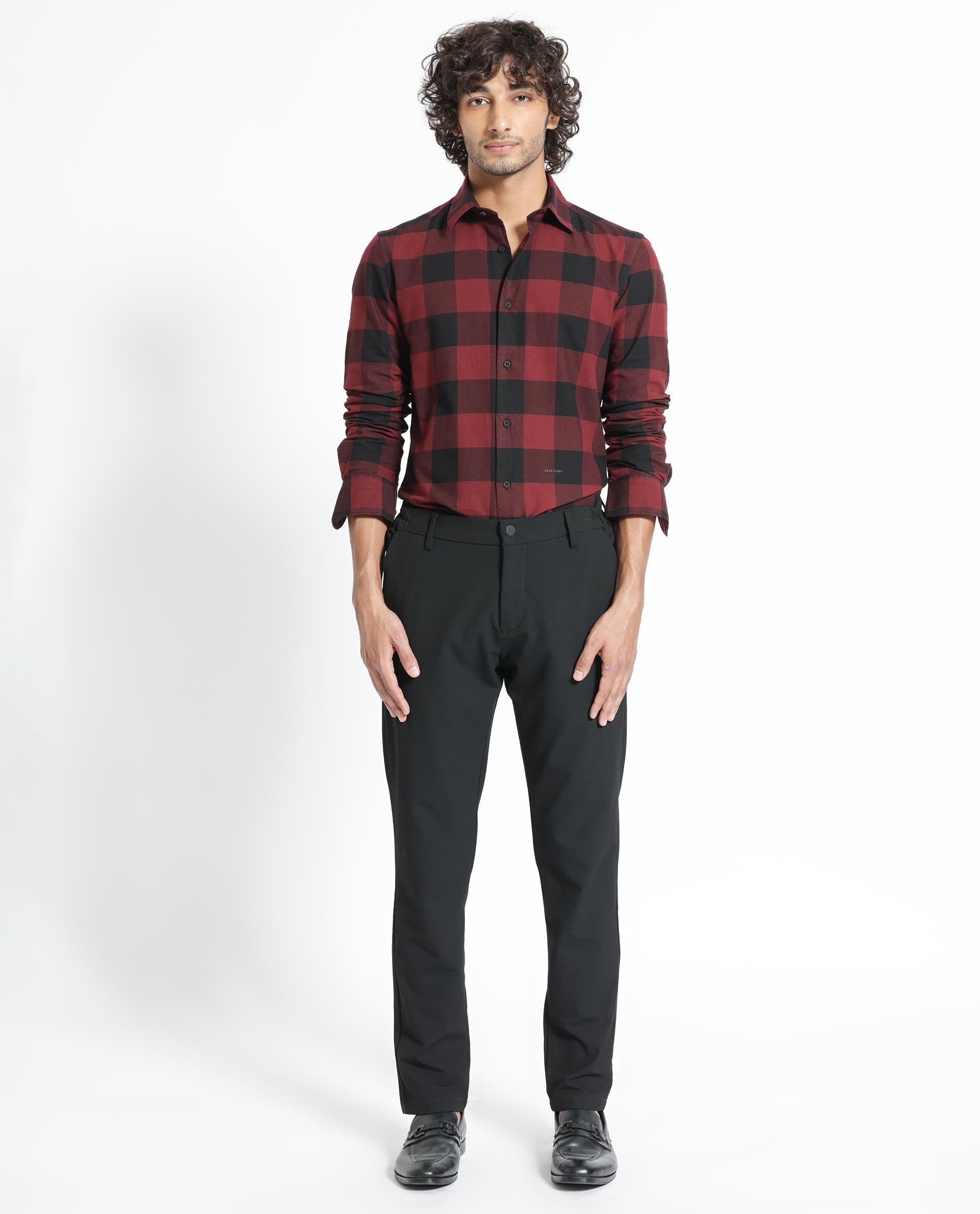 Rare Rabbit Men's Byre Multi Cotton Checked Print Regular Fit Full Sleeve Collared Shirt
