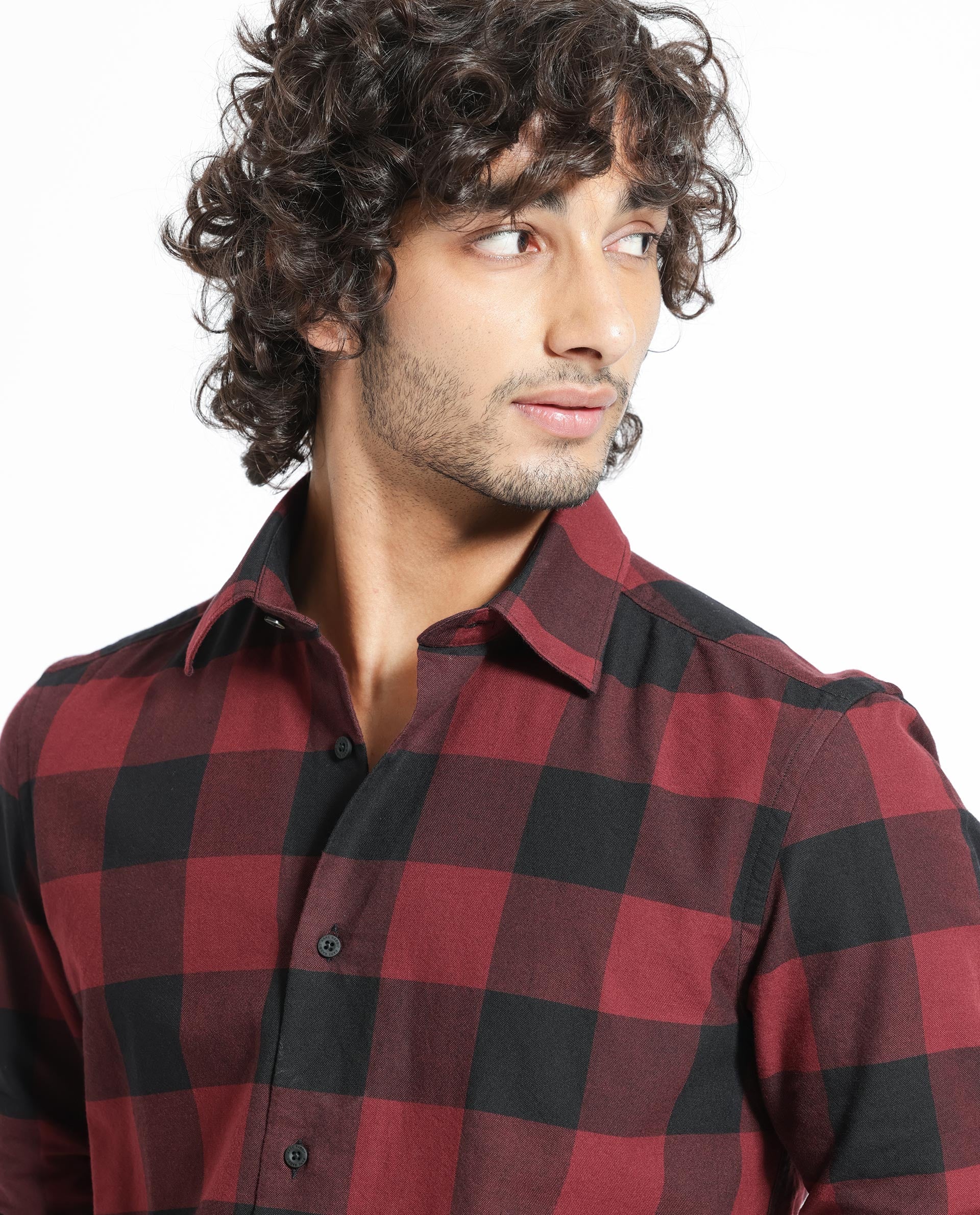 Rare Rabbit Men's Byre Multi Cotton Checked Print Regular Fit Full Sleeve Collared Shirt