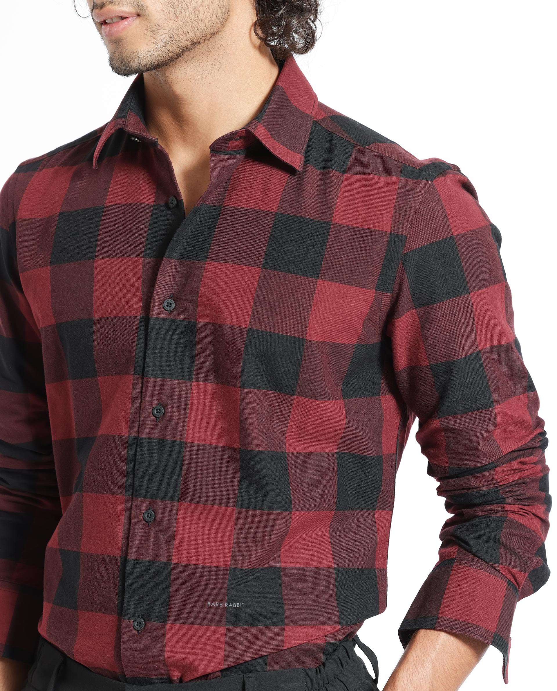 Rare Rabbit Men's Byre Multi Cotton Checked Print Regular Fit Full Sleeve Collared Shirt