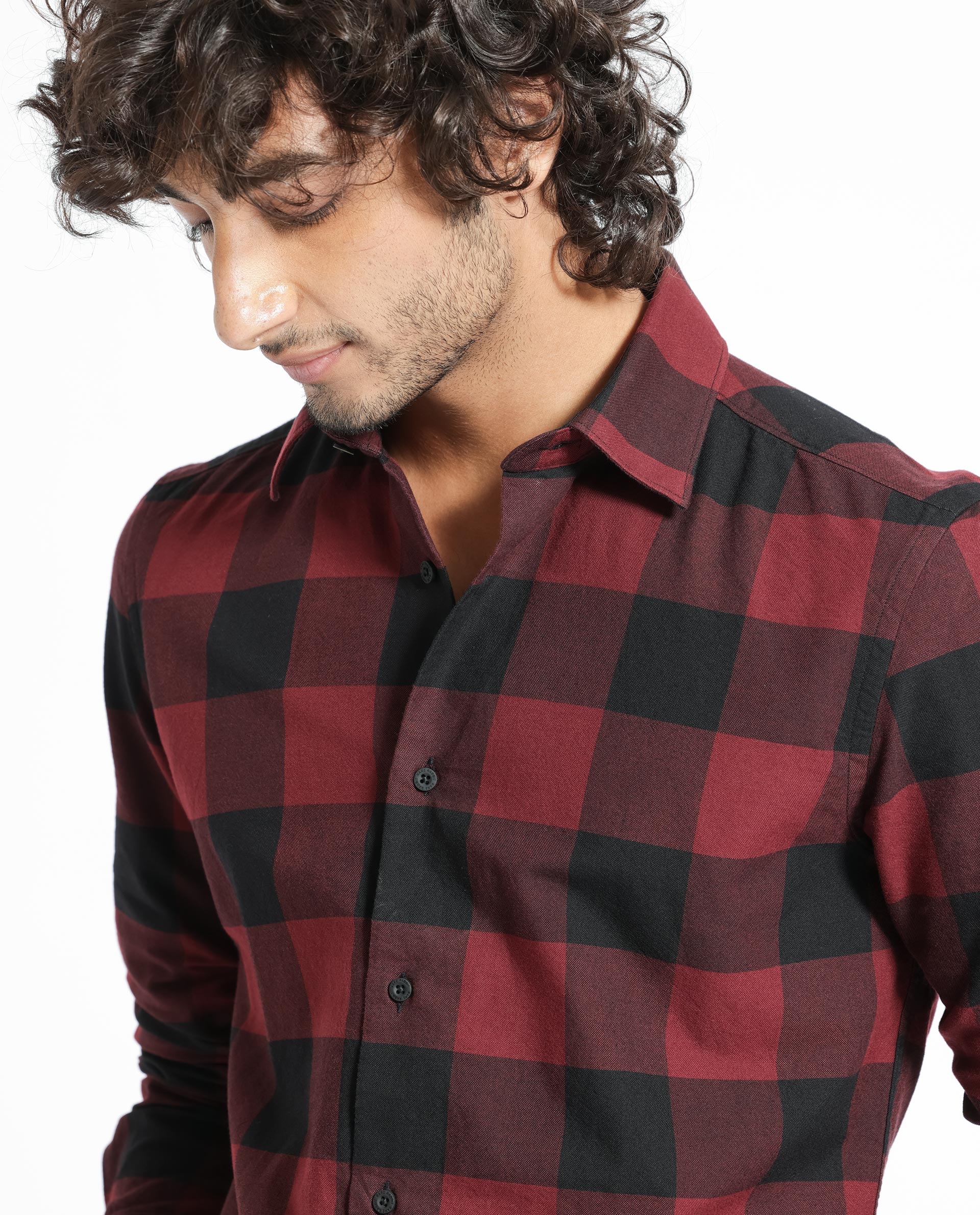Rare Rabbit Men's Byre Multi Cotton Checked Print Regular Fit Full Sleeve Collared Shirt