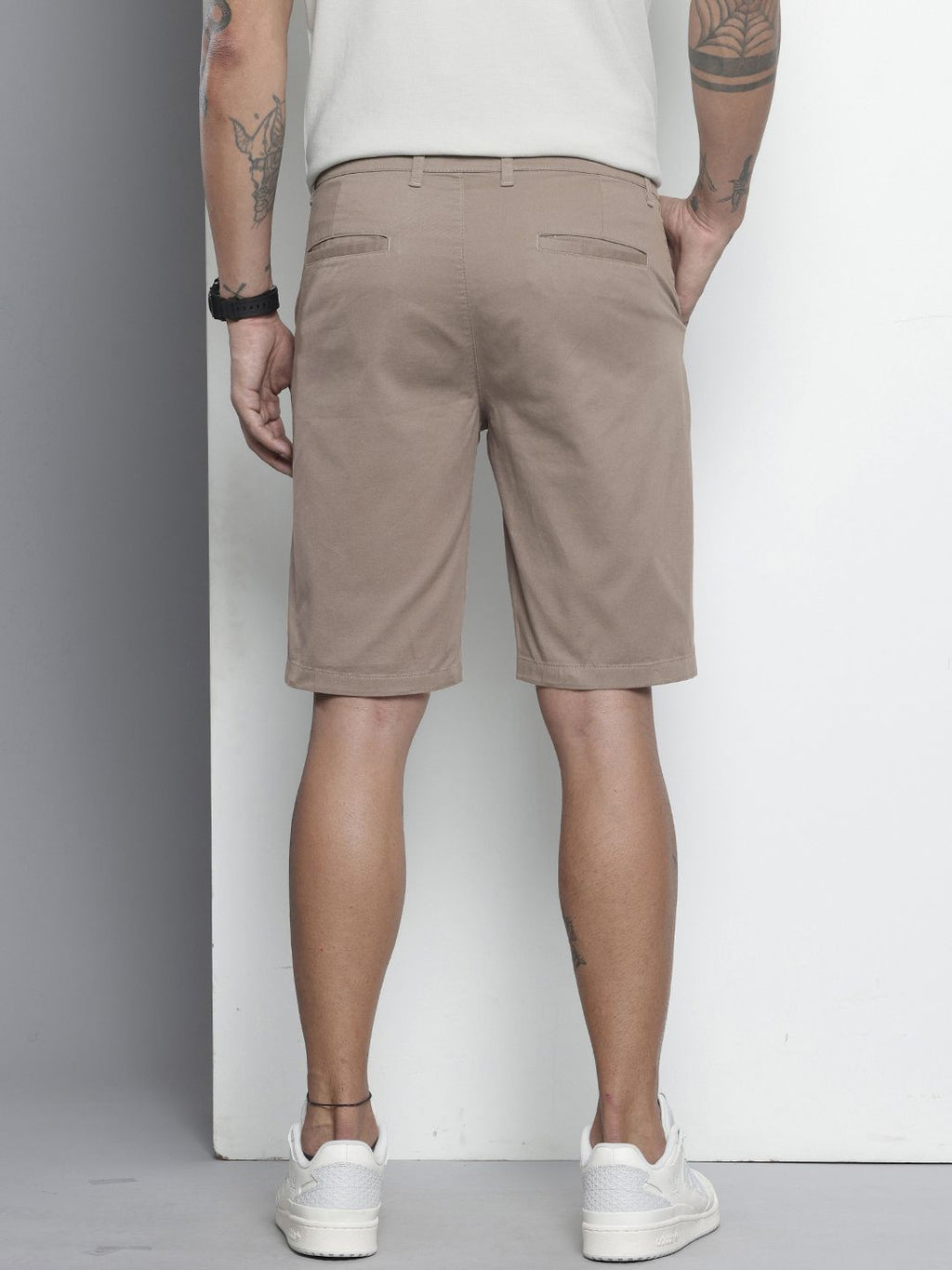 Men's Taupe Regular Fit Solid Casual Shorts