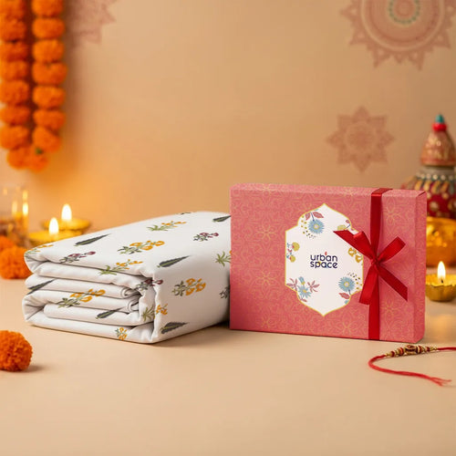 200 TC 100% Cotton Bedsheet Set in Gift Box - High Garden Yellow