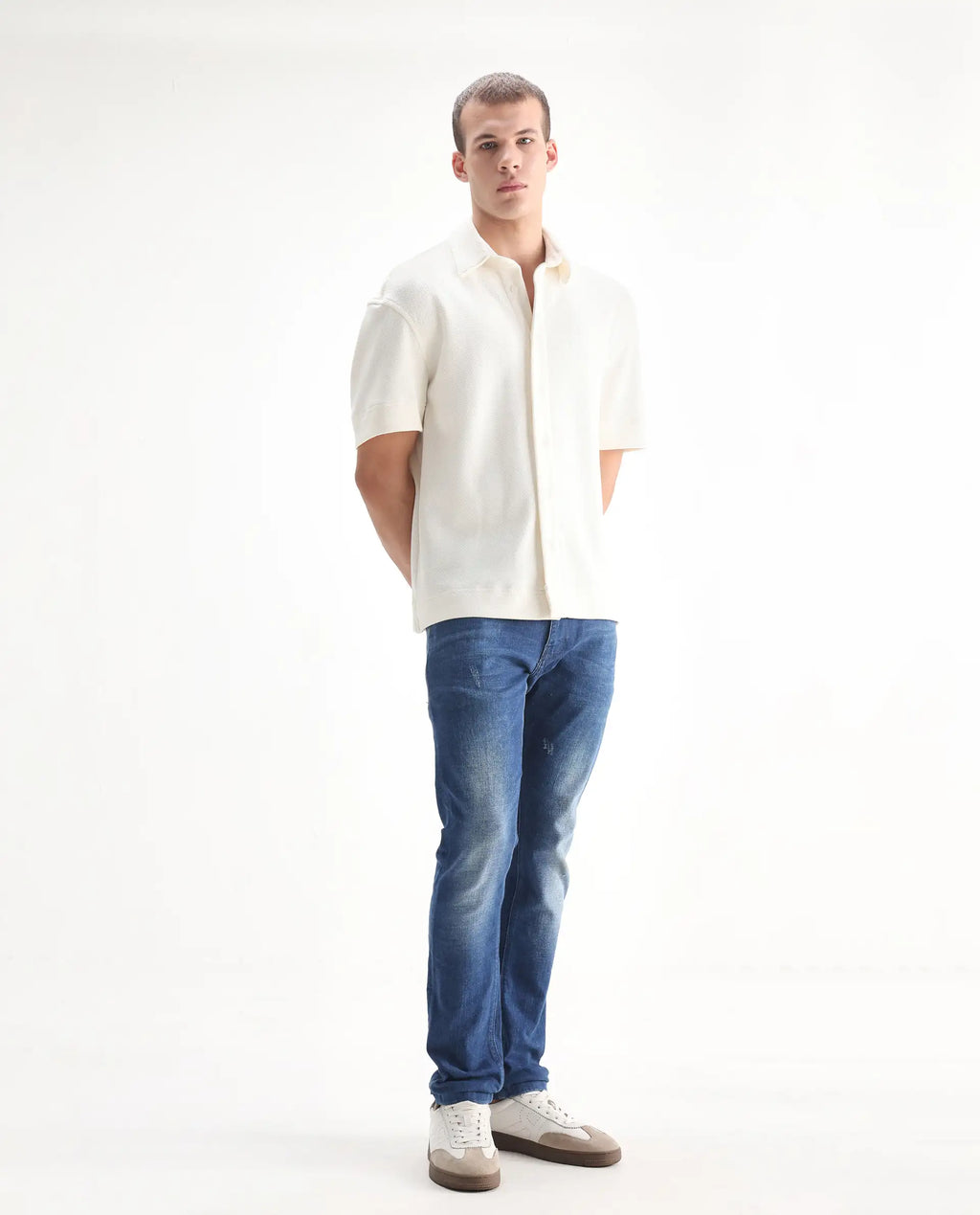 Rare Rabbit Men's Calca Blue Cotton Plain Hawk Slim Fit Jeans