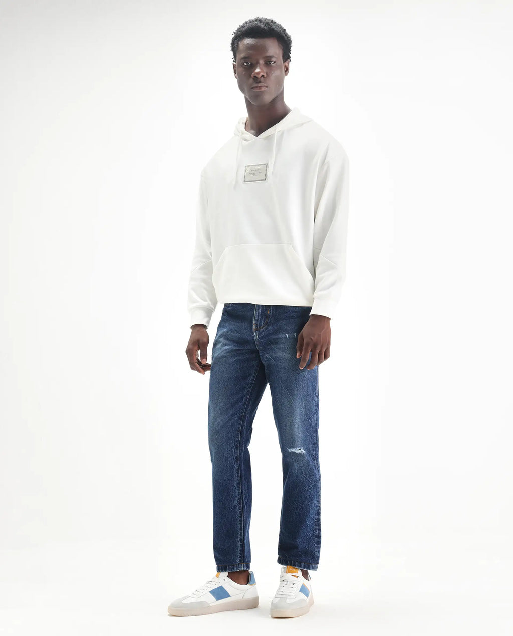 Rare Rabbit Mens Callip Blue Cotton Mid Wash Regular Fit Jeans