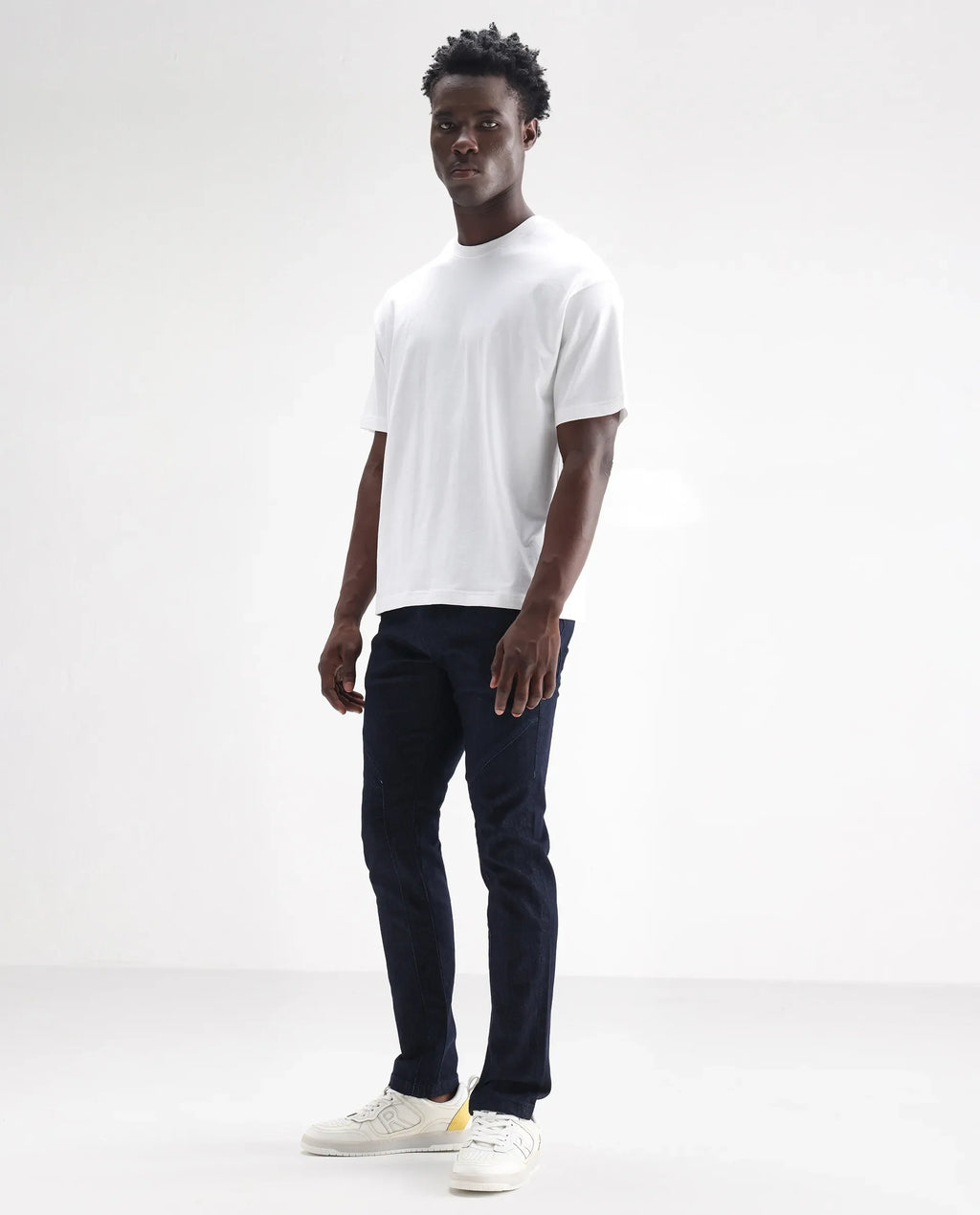 Rare Rabbit Men's Cardiff Blue Cotton Plain Hawk Slim Fit Jeans