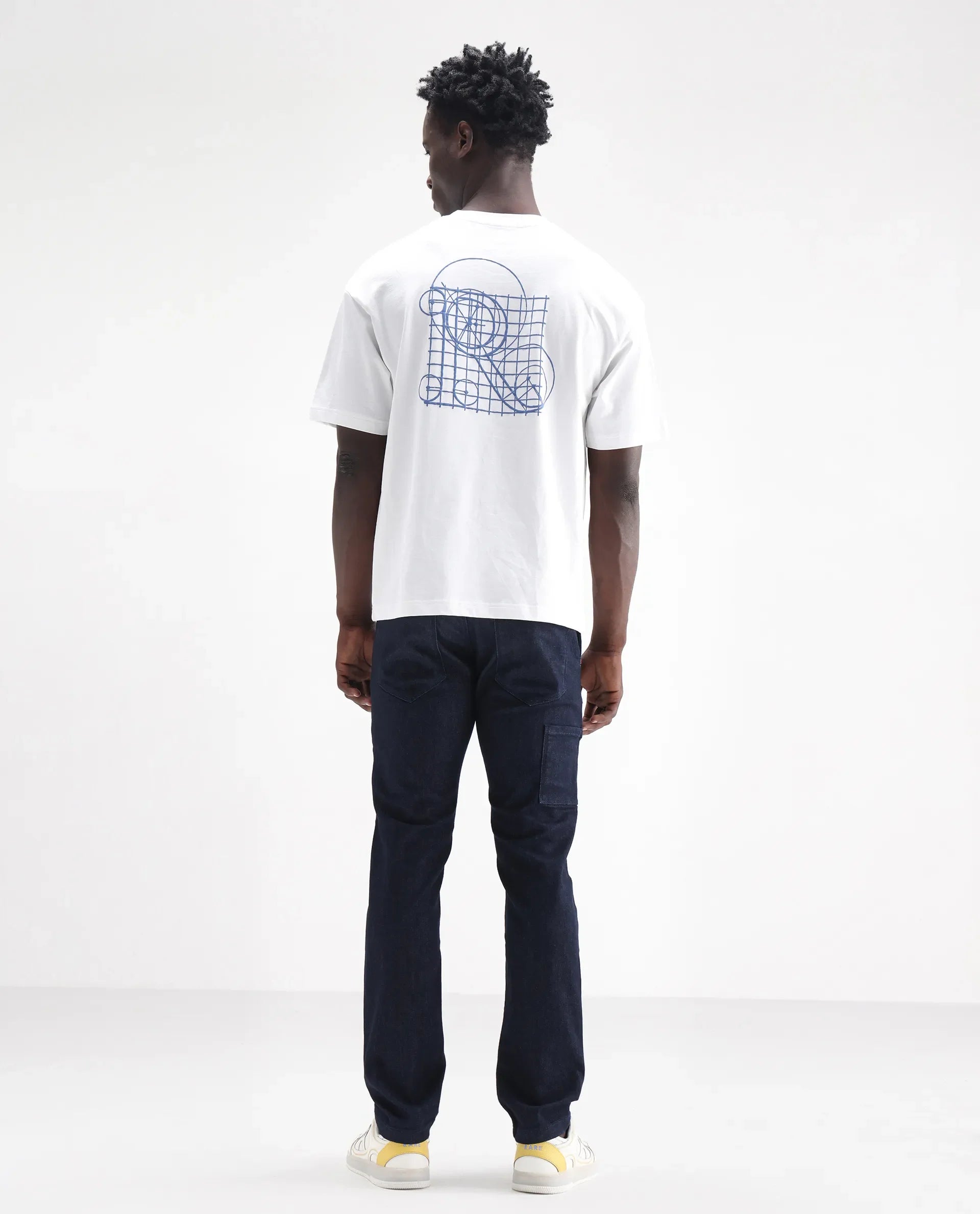 Rare Rabbit Men's Cardiff Blue Cotton Plain Hawk Slim Fit Jeans