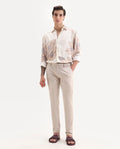 Rare Rabbit Men's Cellular Light Pink Cotton Plain Regular Fit Trouser