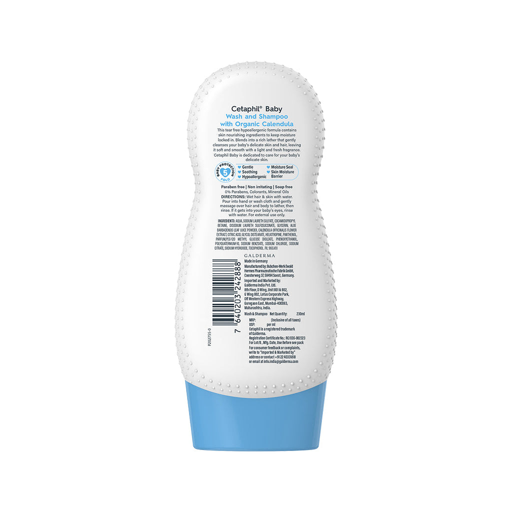Cetaphil Baby Wash & Shampoo with Organic Calendula | Dermat Tested