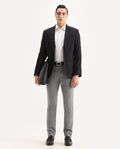 Rare Rabbit Men's Chamer Grey Polyester Plain Regular Fit Trouser