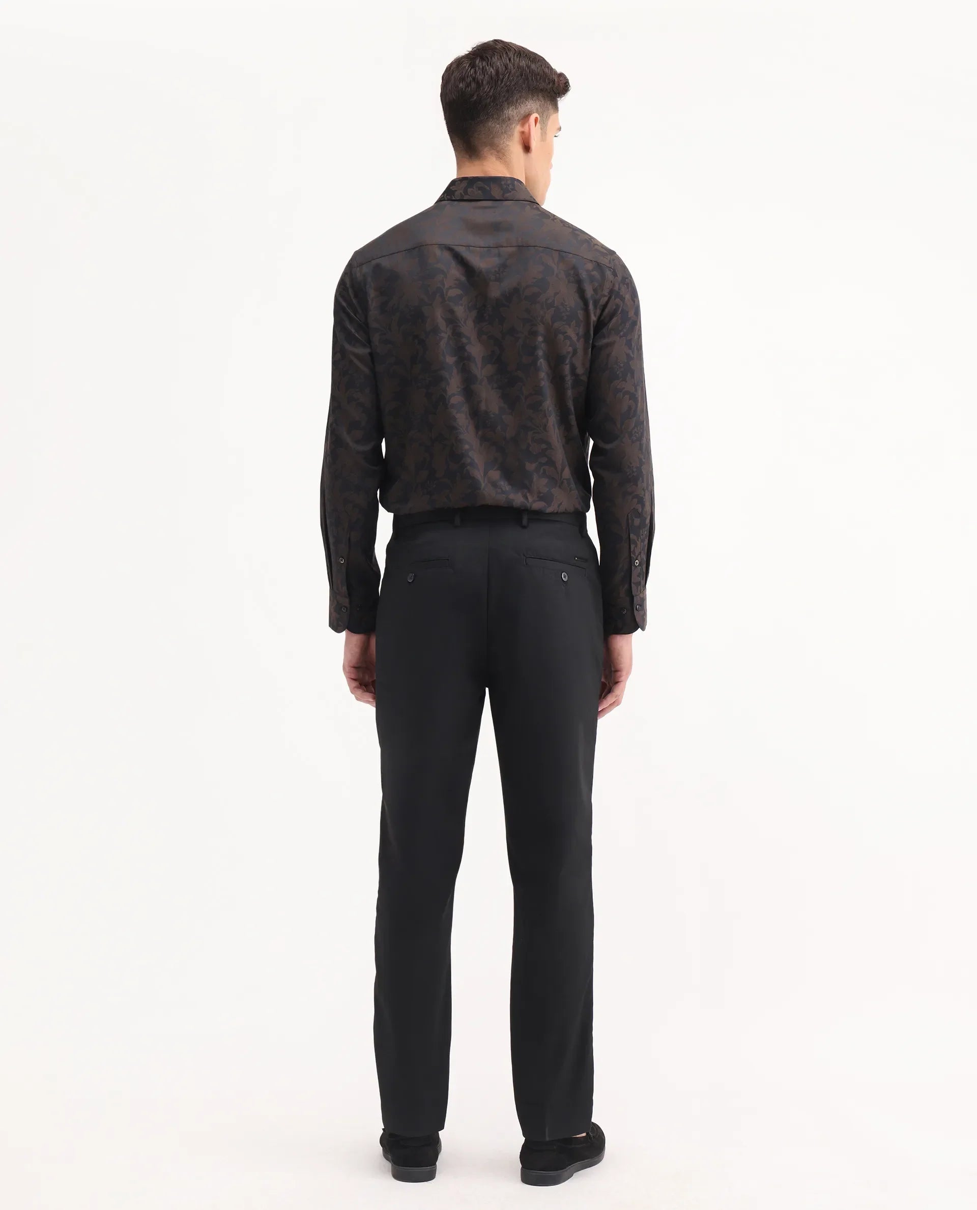 Rare Rabbit Men's Chamey Black Polyester Plain Regular Fit Trouser