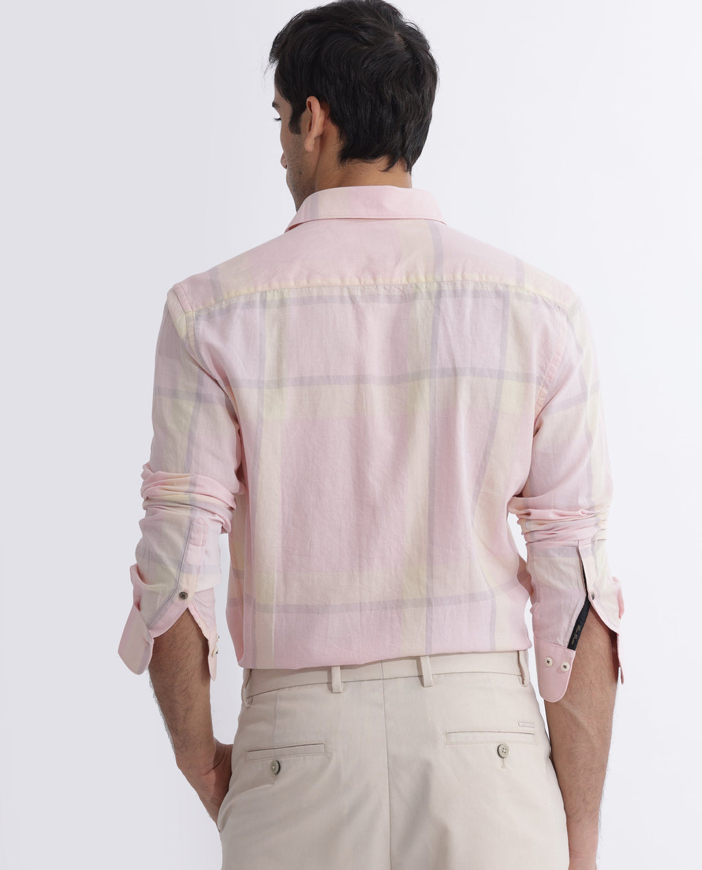 Rare Rabbit Men's Chopitn Pink Cotton Checked Print Regular Fit Full Sleeve Collared Shirt