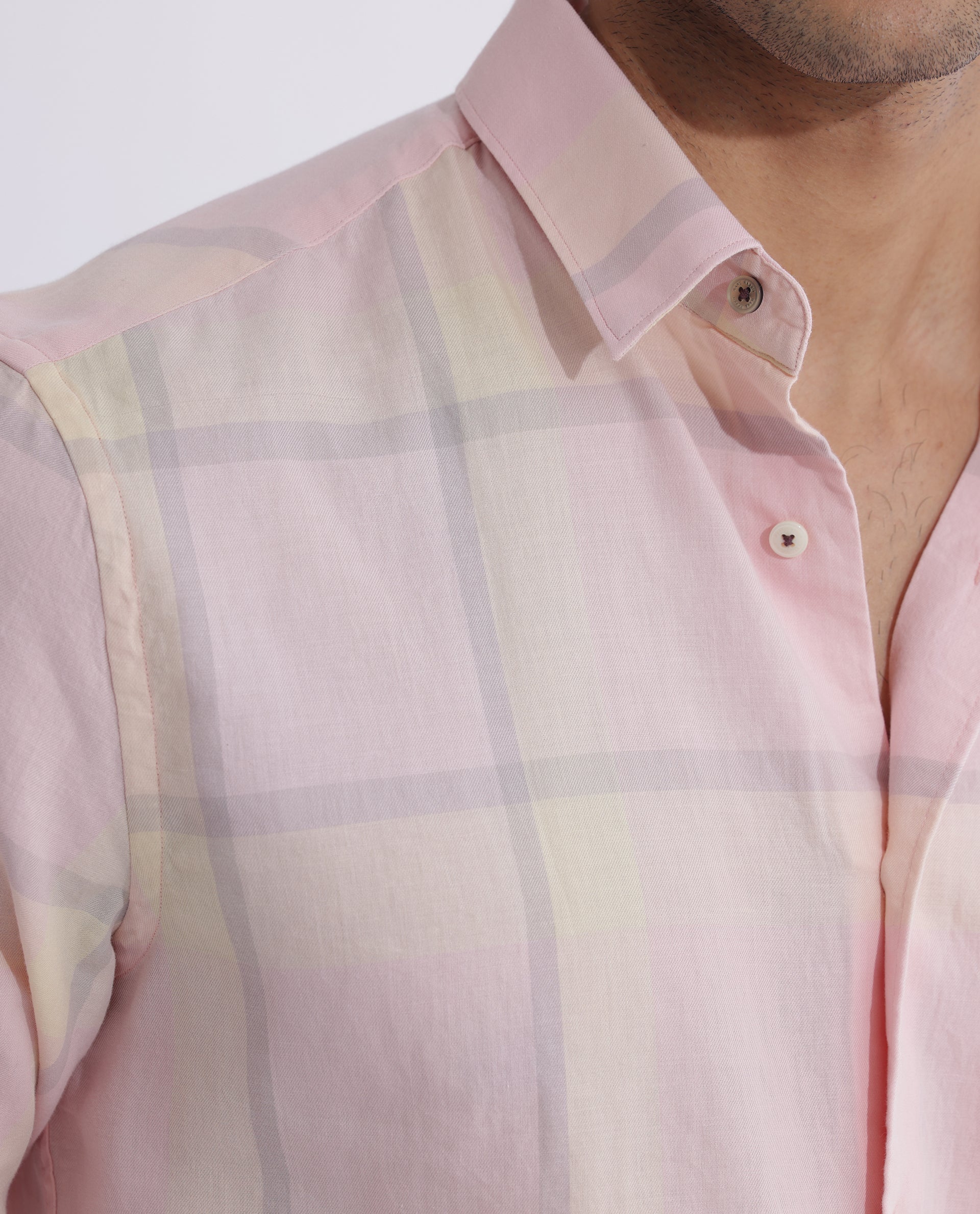Rare Rabbit Men's Chopitn Pink Cotton Checked Print Regular Fit Full Sleeve Collared Shirt
