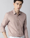 Rare Rabbit Men's Churn Mustard Cotton Checked Print Regular Fit Full Sleeve Spread Collar Shirt