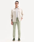 Rare Rabbit Men's Clovet Pastel Green Cotton Plain Regular Fit Trouser