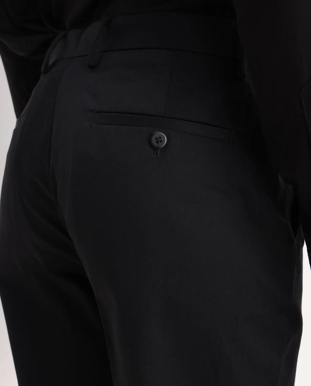 Rare Rabbit Men's Comotel Black Cotton Blend Plain Regular Fit Trouser