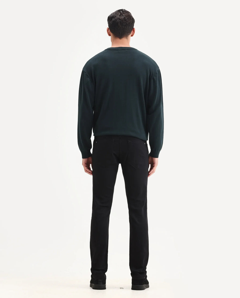 Rare Rabbit Men's Corvo Black Cotton Blend Plain Hawk Slim Fit Jeans