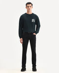 Rare Rabbit Men's Corvo Black Cotton Blend Plain Hawk Slim Fit Jeans
